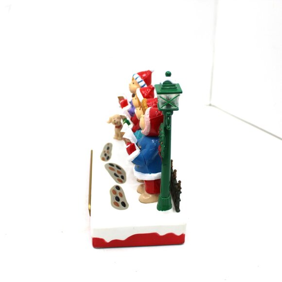 Vintage Seasons Greetings Merry Carolers Light Singing Musical Motionette - Picture 5 of 8